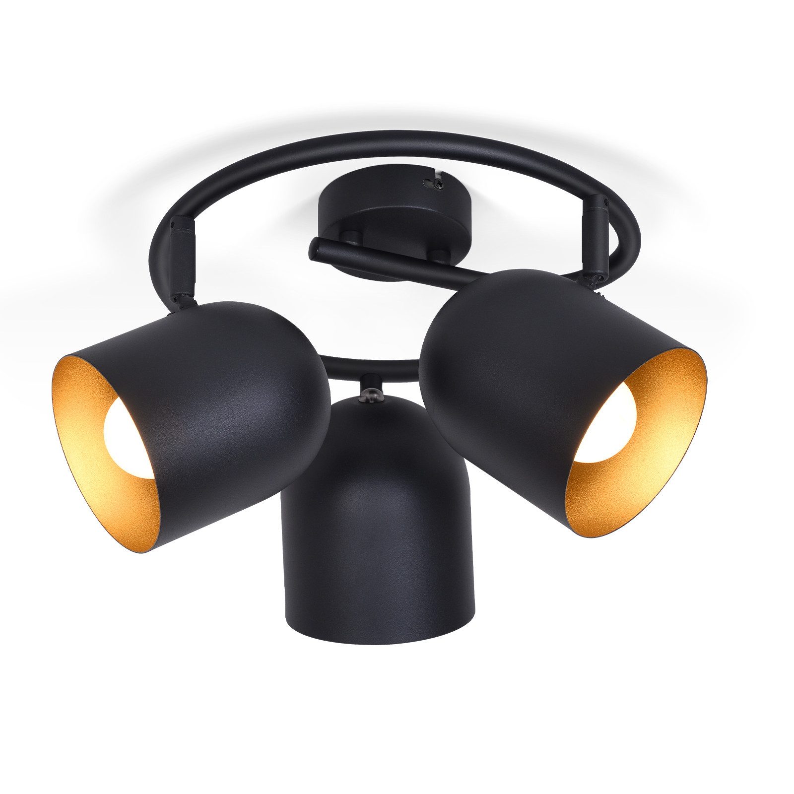 NETTLIFE Kattovalaisin E14 mustakultainen kattokohdevalaisin eteiseen teollisuustyylinen vintage - tyylinen säädettävä ilman polttimoa 350° säädettävä