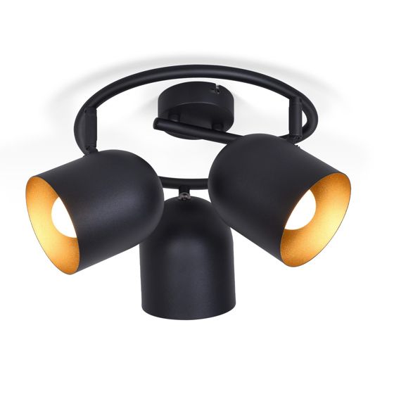 NETTLIFE Kattovalaisin E14 mustakultainen kattokohdevalaisin eteiseen teollisuustyylinen vintage - tyylinen säädettävä ilman polttimoa 350° säädettävä