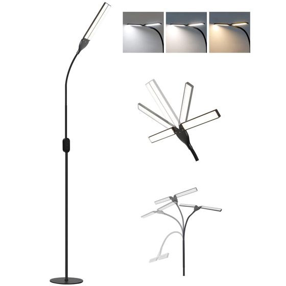 NETTLIFE Himmeä LED-lattiavalaisin, musta, 158 cm – moderni kosketusvalaisin olohuoneeseen, 9 W, ajastimella ja muistitoiminnolla