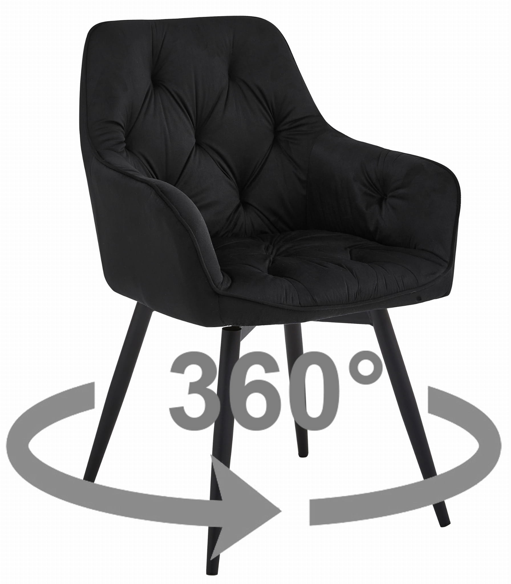 JORK360 pyörivä tuoli, musta sametti, mustat jalat (1 kpl)