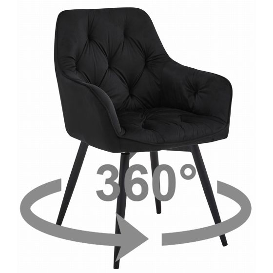 JORK360 pyörivä tuoli, musta sametti, mustat jalat (1 kpl)