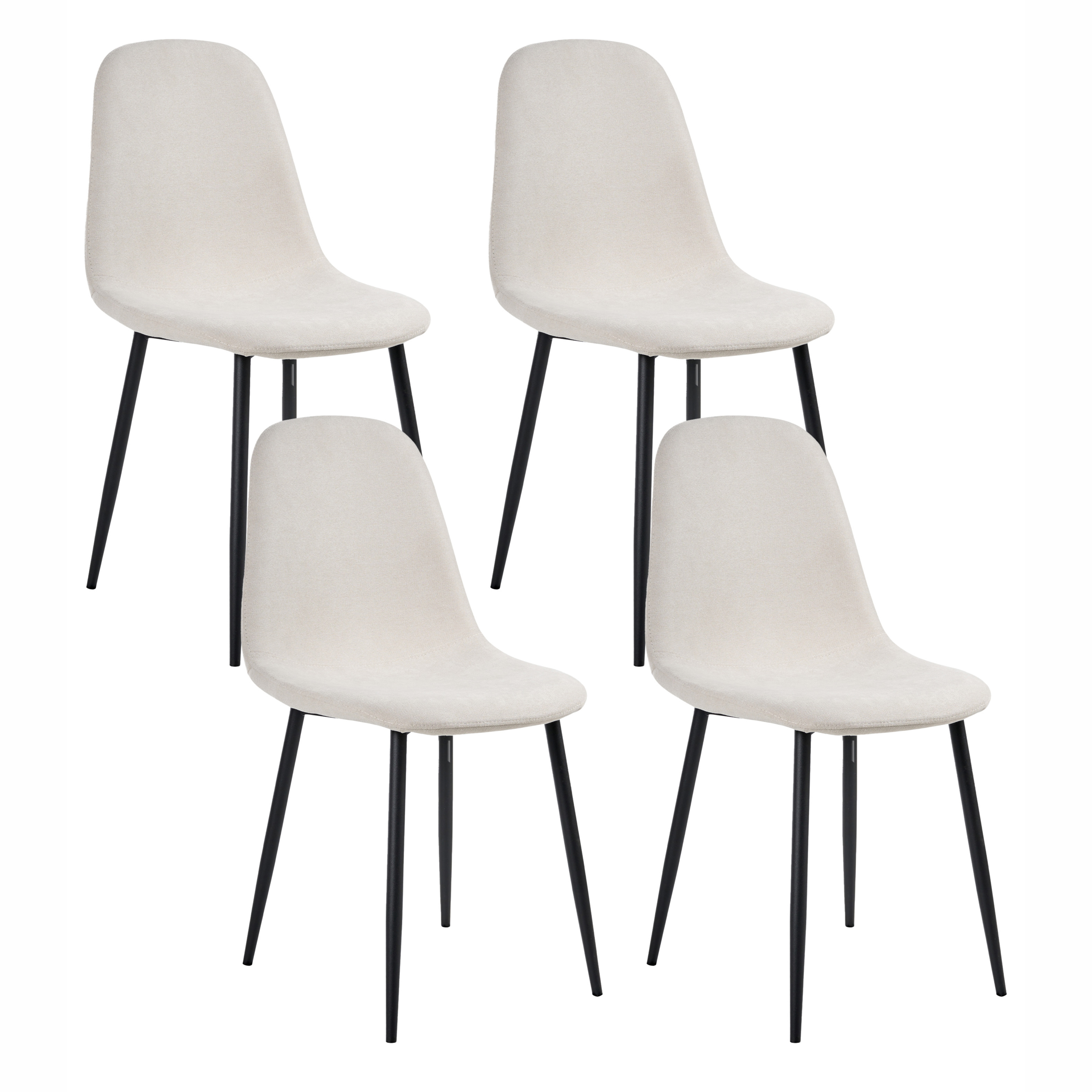 Ruokatuolisetti 4 kpl CRANDALL Kangas Vaaleanbeige
