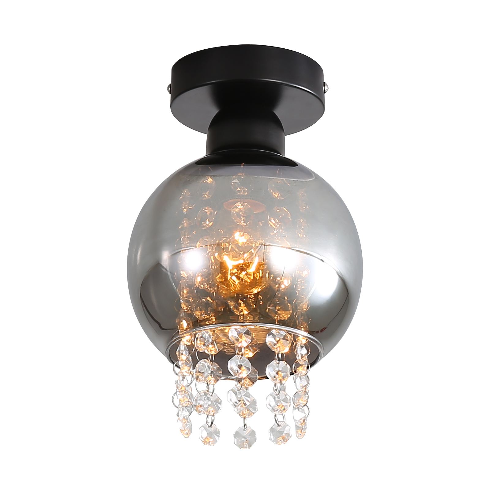 NETTLIFE - kattovalaisin makuuhuoneeseen, E27, savunharmaa, kristallilasi, moderni ruokailutila