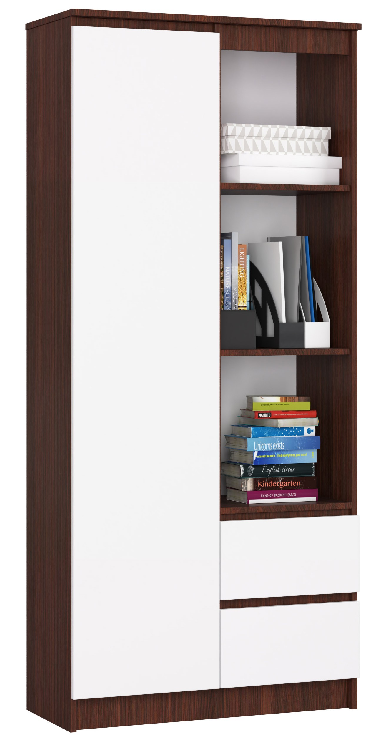 Akord Avohylly Wenge/Valkoinen 80x35x180