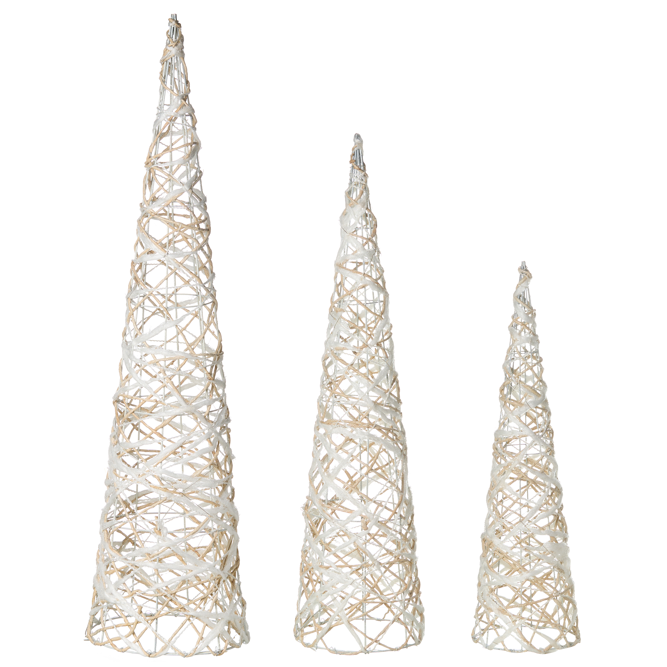 Joulukoristesetti 3 kpl TUELSO  Joulukuusi 60/80/100 cm Valkoinen/kulta