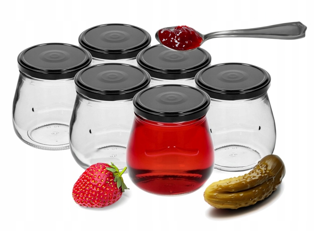 Säilöntäpurkit mustalla kannella, 6 kpl, 500 ml