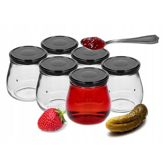 Säilöntäpurkit mustalla kannella, 6 kpl, 500 ml