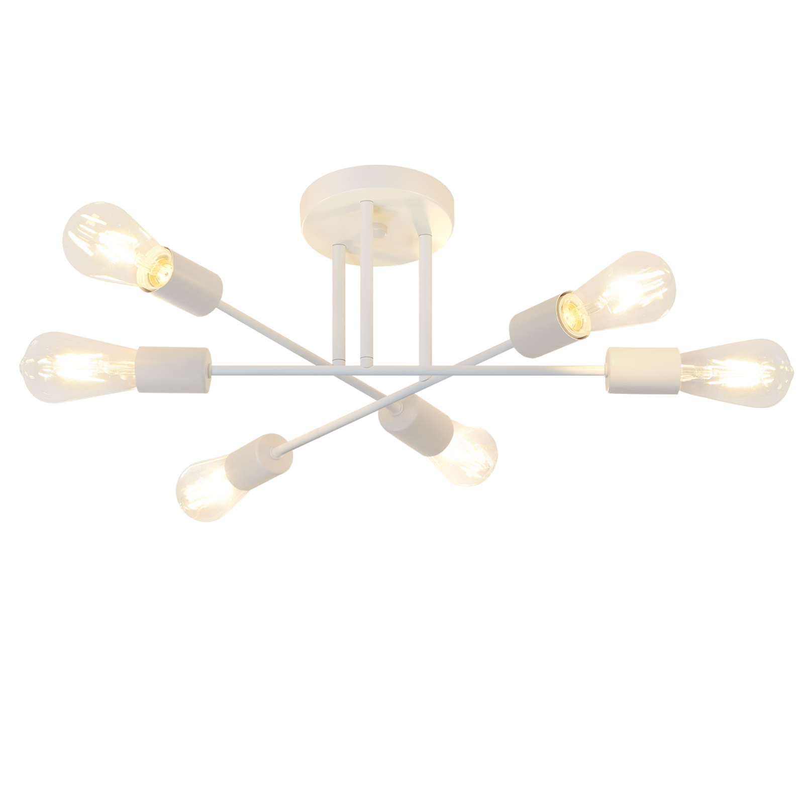 NETTLIFE - kattovalaisin, E27, retrovalaisin, 6 valoa Valkoinen Kattokruunu, teollinen, maalaistyylinen Valaistus, olohuoneeseen, max. 25W