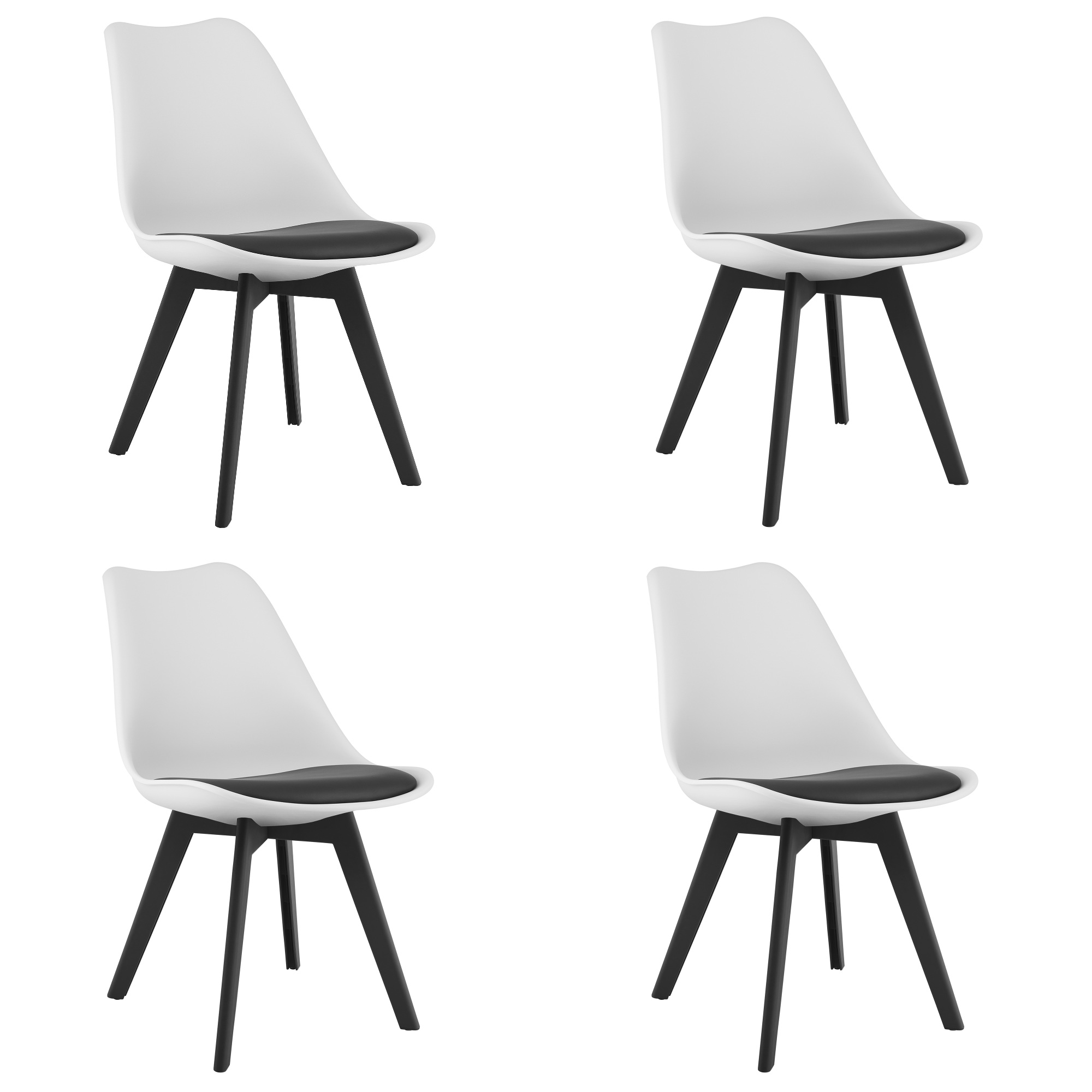 MARK-tuoli valko-musta, mustat jalat (4 kpl)