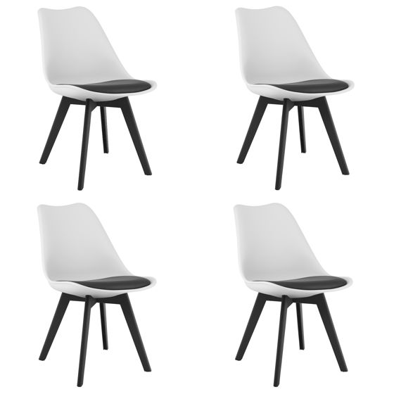 MARK-tuoli valko-musta, mustat jalat (4 kpl)