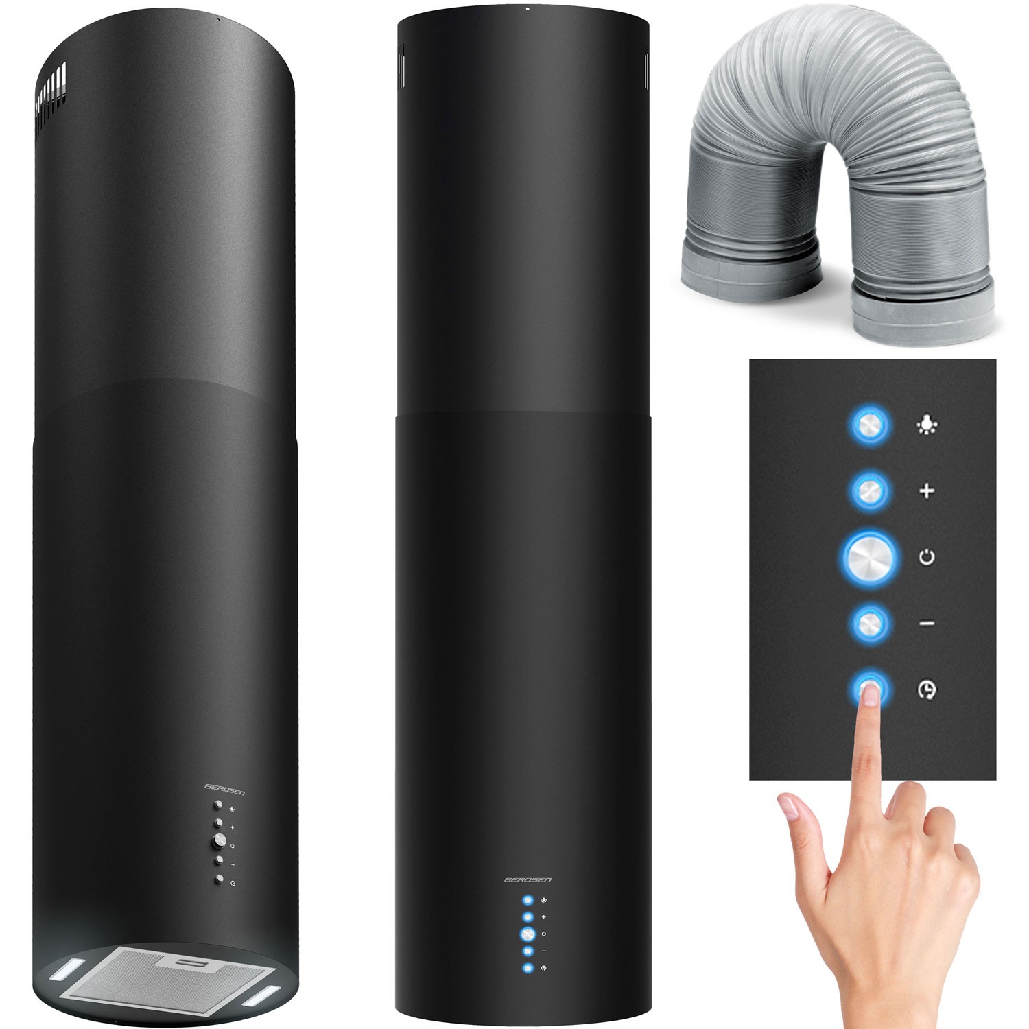 Berdsen 35 cm musta saareke-liesituuletin BT-221