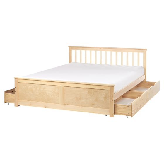 Sänky säilytyslaatikoilla mänty OLENDON 160 x 200 cm Vaaleanruskea