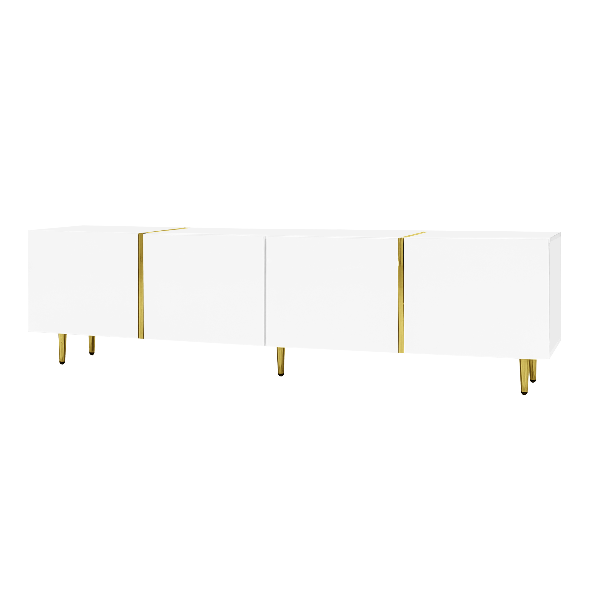 TV-taso 170x35x46 cm valkoinen MDF moderni säilytyksellä ja soft-close-ovet