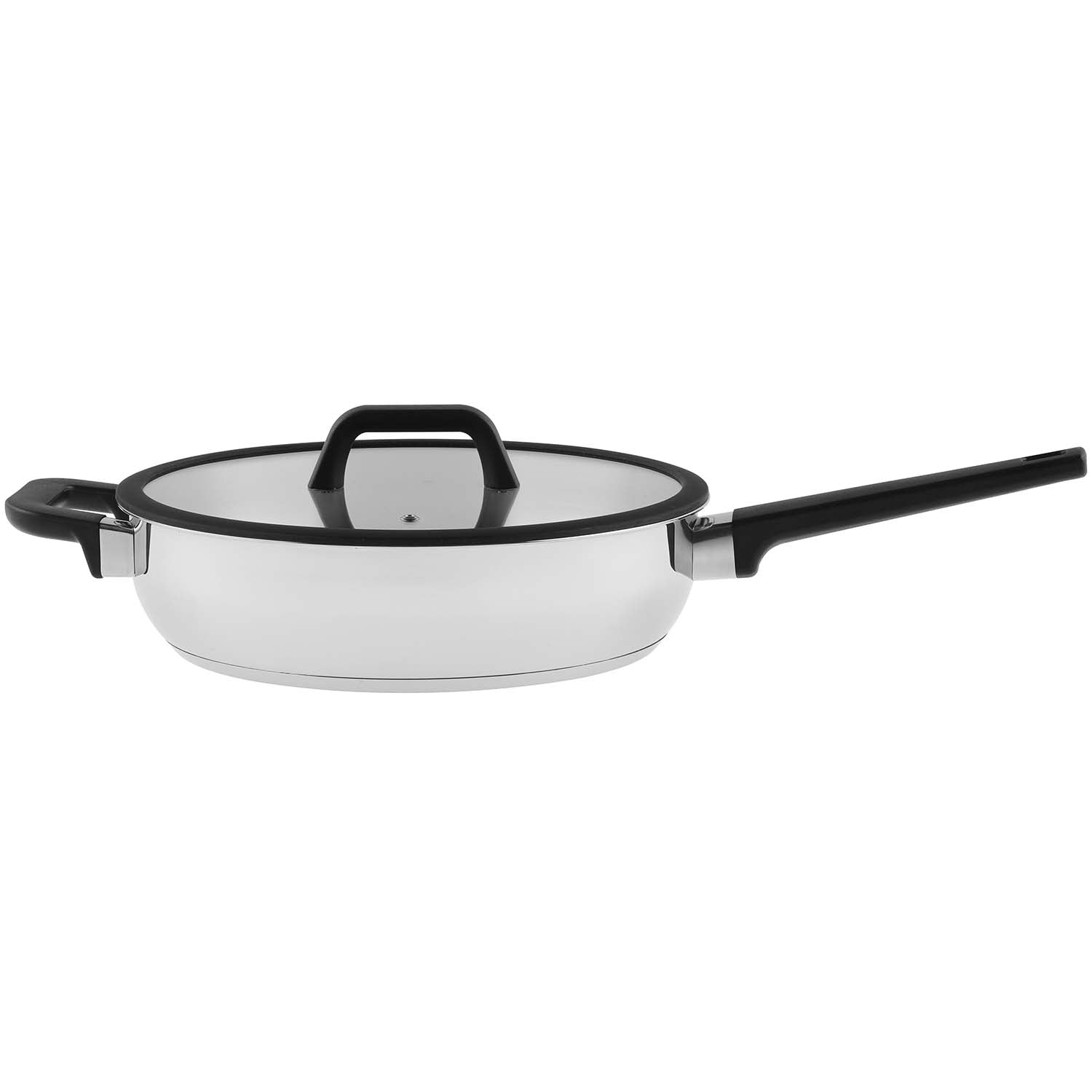 Paistinpannu 28 cm – ruostumaton teräs, tasainen lämmönjako, lasikansi