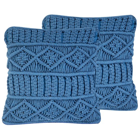 Koristetyynysetti 2 kpl KARATAS 45 x 45 cm Puuvilla Sininen Geometrinen kuvio