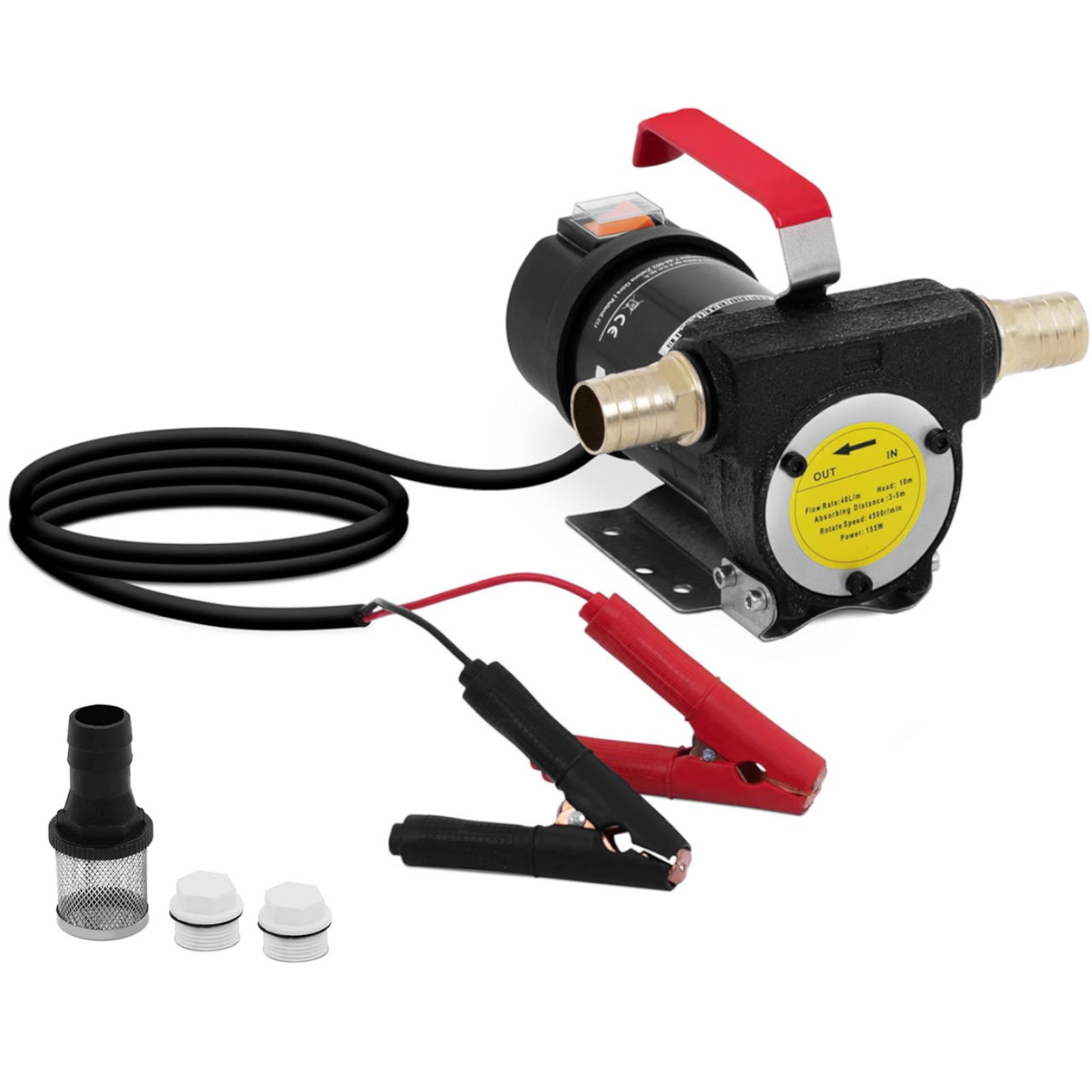 Sähköpumppu dieselpolttoaineen tyhjentämiseen, itseimevä, IP55, 12 V, 155 W, 40 l/min