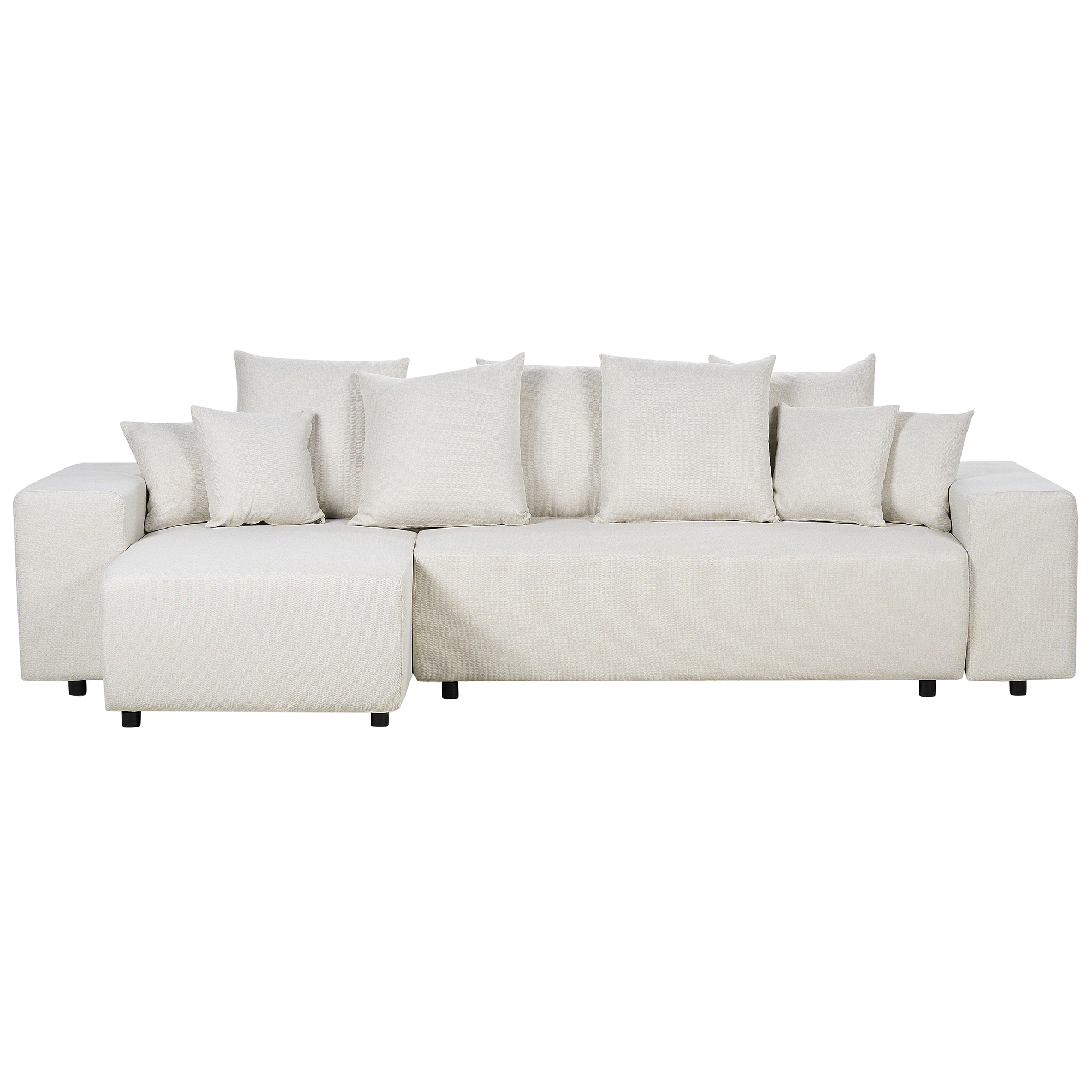 Kulmavuodesohva LUSPA kangas Vaaleanbeige säilytystila 3-istuttava Oikea