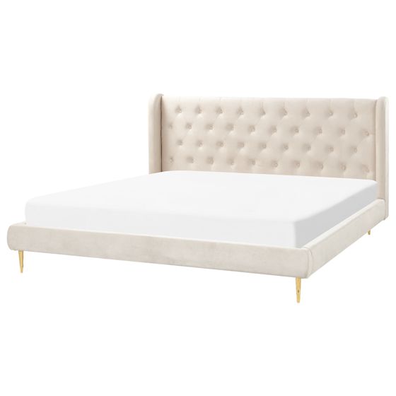 Sänky Sametti FORBACH 180 x 200 cm Beige