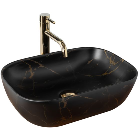 REA Malja-allas BELINDA musta marble matta, 46, 5X33, 5X13, 5CM