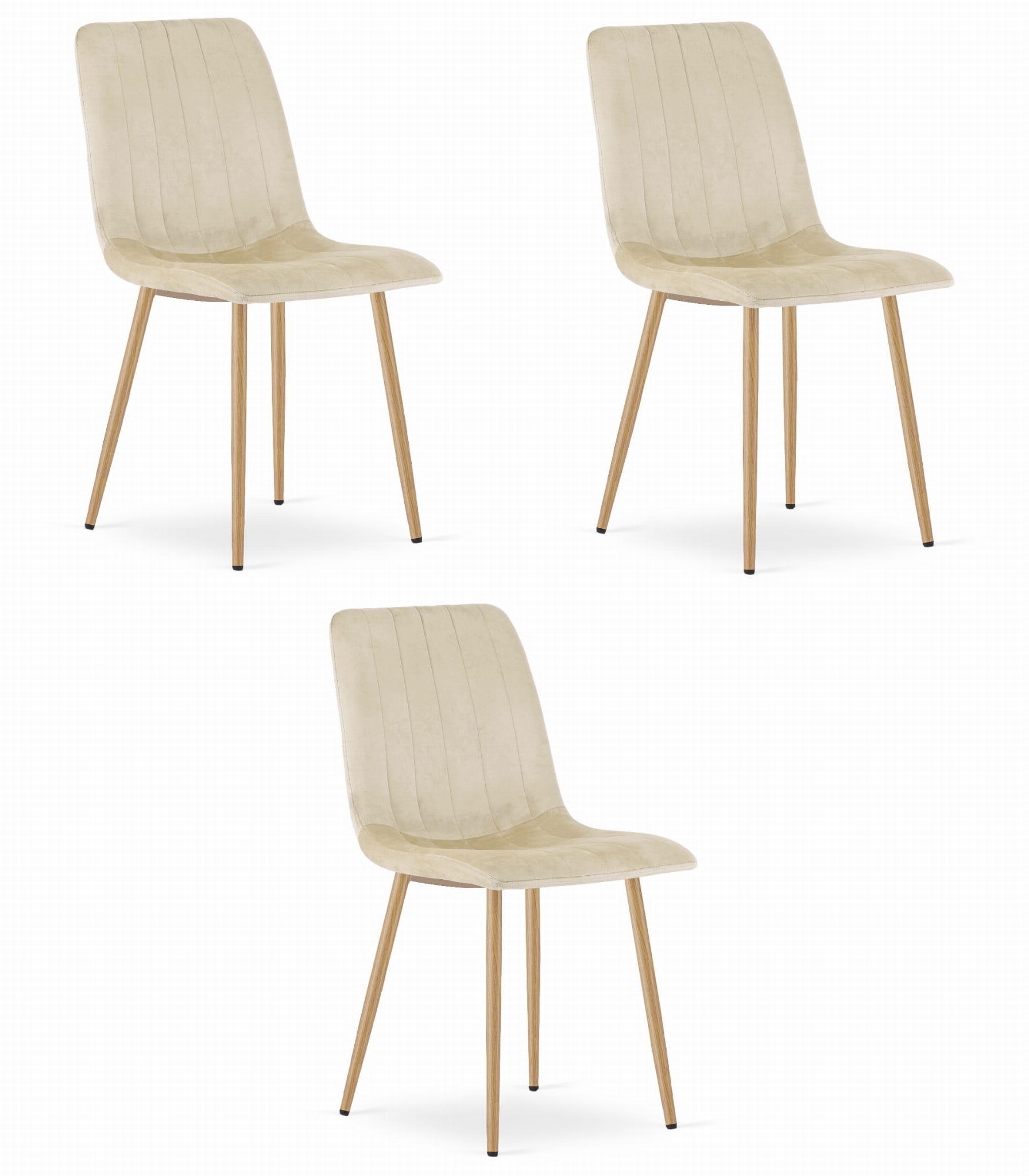 LAVA-tuoli, vaaleabeige sametti, puunväriset jalat (3 kpl)