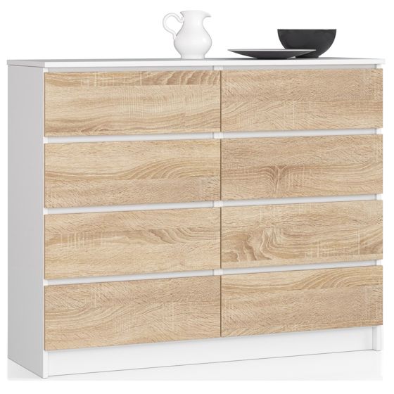 Akord Lipasto Laatikolla Valkoinen/Sonoma-tammi 120x40x99