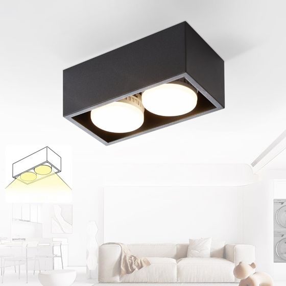 NETTLIFE 2 mustaa pinta - asennettavaa kattokohdevalaisinta säädettävällä lämpimän valkoisella valolla, moderni 2x5W GX53