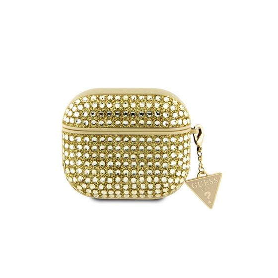 Timanttikuvioinen suojakuori AirPods 3 4G:lle, jossa kimalteleva kolmiokoriste ja strassikivet.