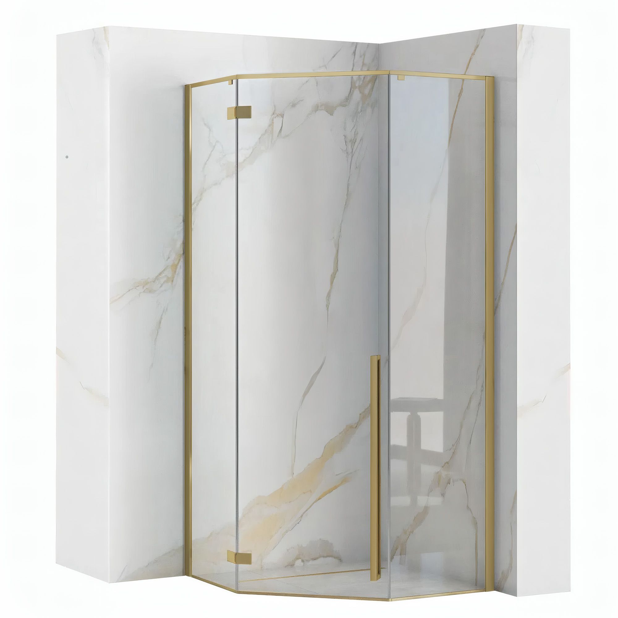 REA Suihkukaappi DIAMOND 90X90 harjattu kulta, 90X90X195CM