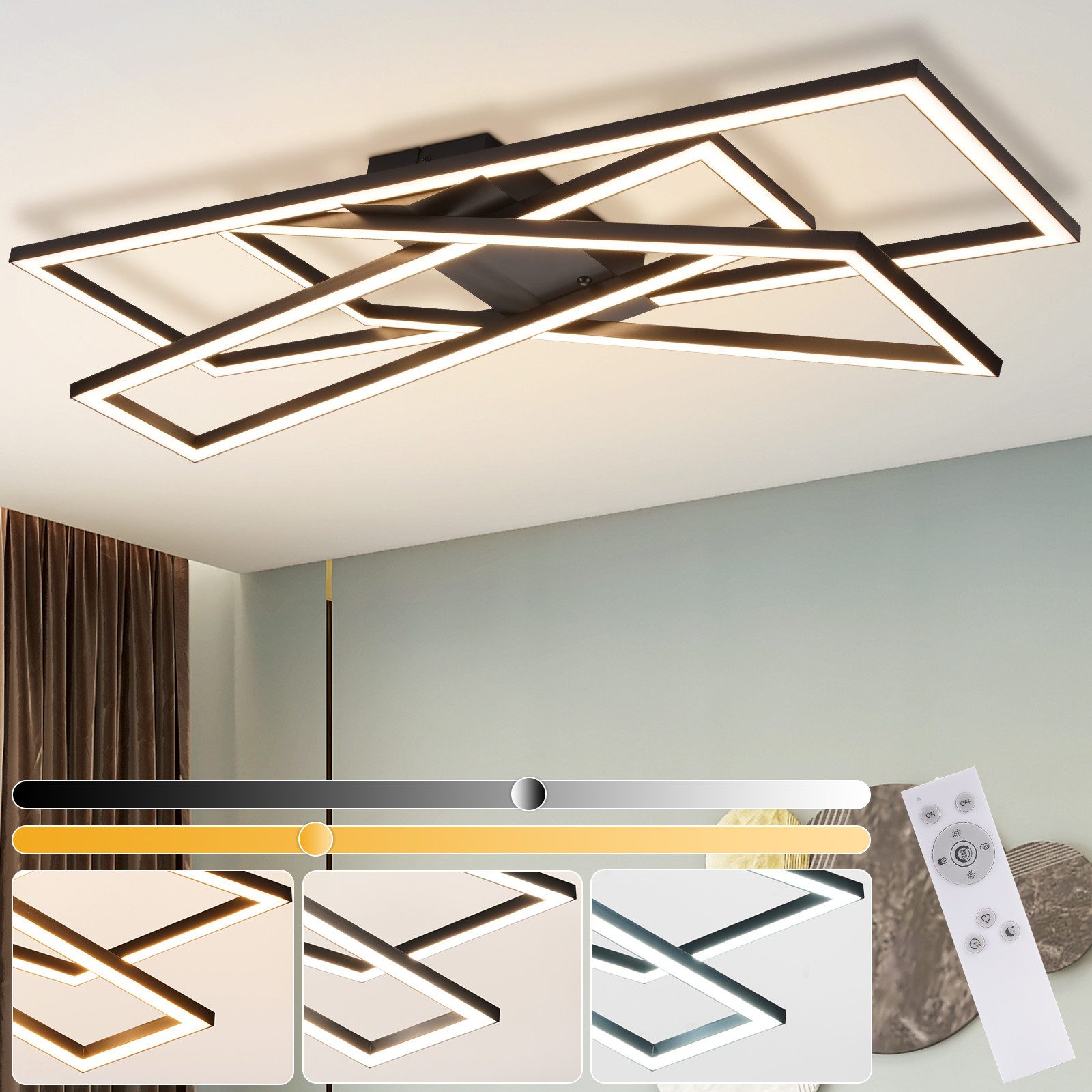 NETTLIFE LED - kattovalaisin, musta, 45W, himmennettävä, olohuoneeseen, , toimistoon, , lastenhuoneeseen