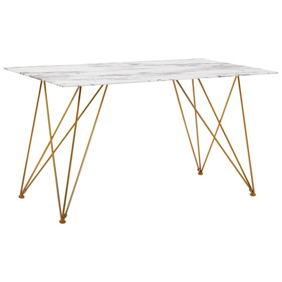Ruokapöytä KENTON Valkoinen marmorikuvio 140 cm 80 cm Karkaistu lasi