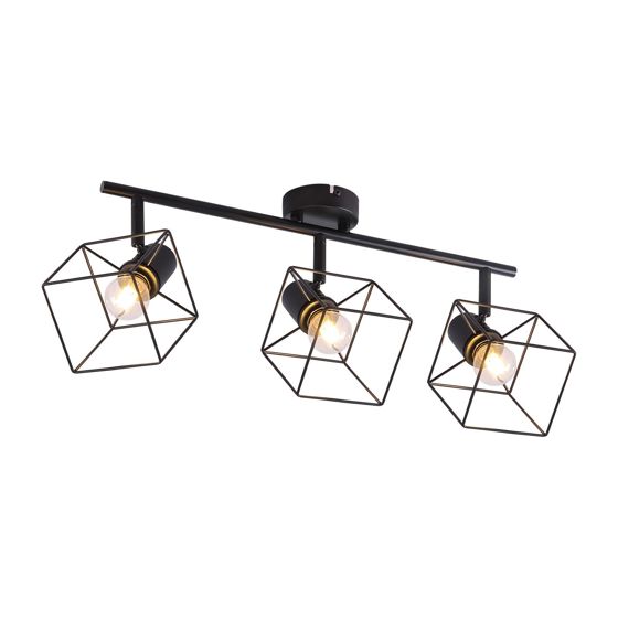 NETTLIFE musta kattokohdevalaisin E14 350° kääntyvä kattovalaisin vintage - metalli olohuoneeseen säädettävä ilman lamppua