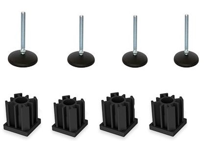 M10x90 sinkkijalka 80mm, jalusta + insertit 40x40x1.5mm - 4 kpl:n sarja.