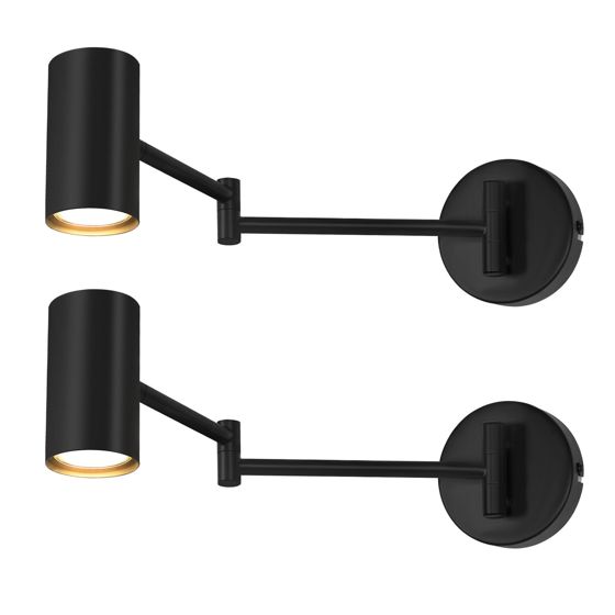 NETTLIFE Sisäseinävalaisin Musta, 2 kpl pakkaus, Vintage, Kääntyvä, Metallinen, Retro, GU10
