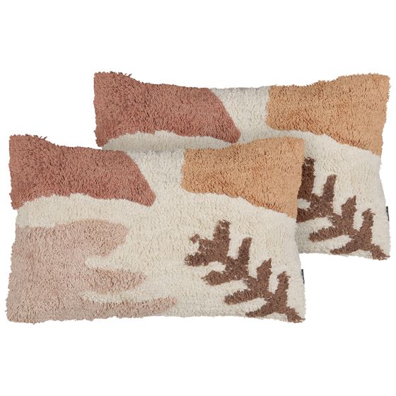 Koristetyynysetti 2 kpl CAMASSIA 30 x 50 cm Puuvilla Beige Abstrakti kuvio