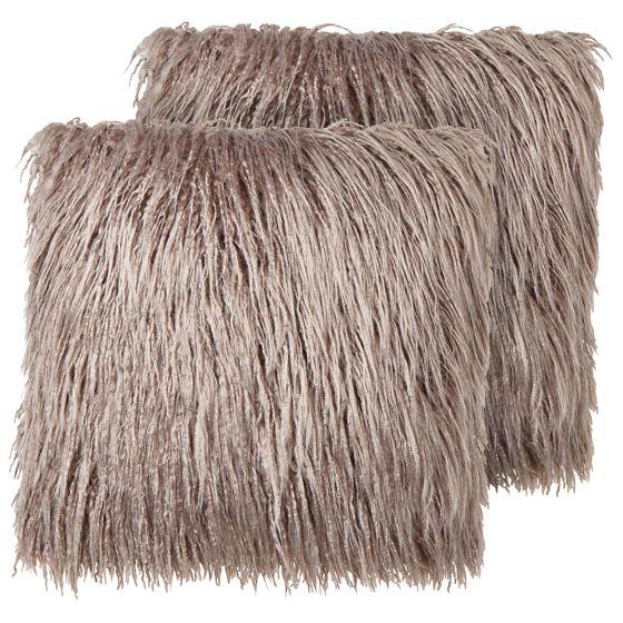 Koristetyynysetti 2 kpl COROKIA keinoturkis 45 x 45 cm Beige Hillitty