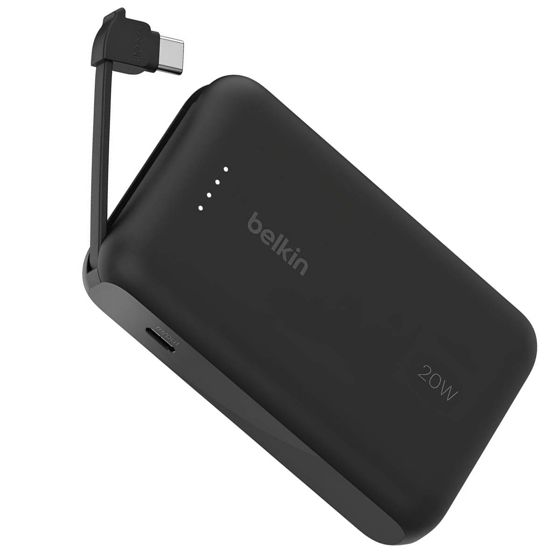 Akku varavirtalähde 10000mAh 20W integroidulla USB-C-kaapelilla