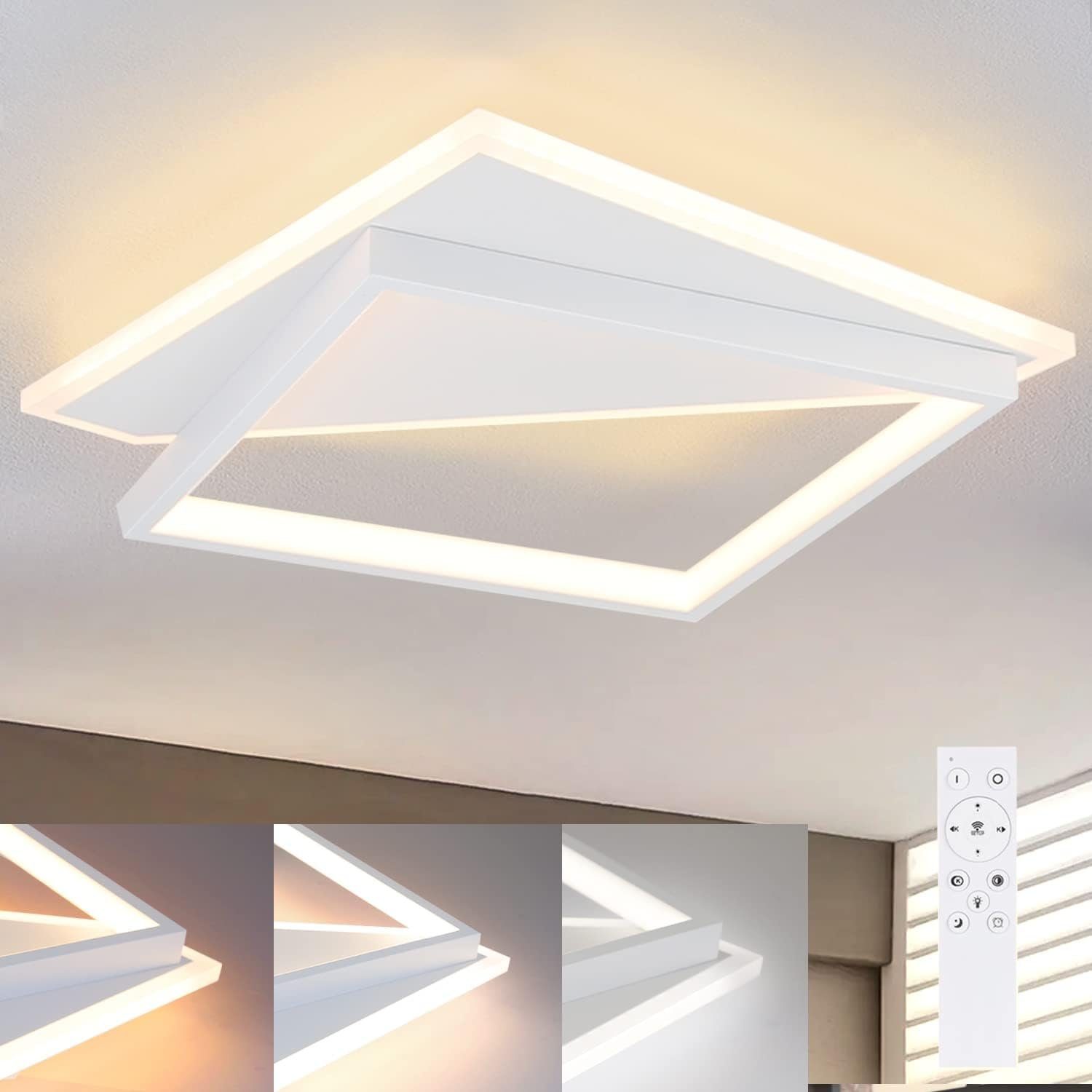 NETTLIFE moderni 40 W:n LED - kattovalaisin olohuoneeseen, makuuhuoneeseen, himmennettävä kaukosäätimellä, valkoinen keittiönvalaisin eteiseen