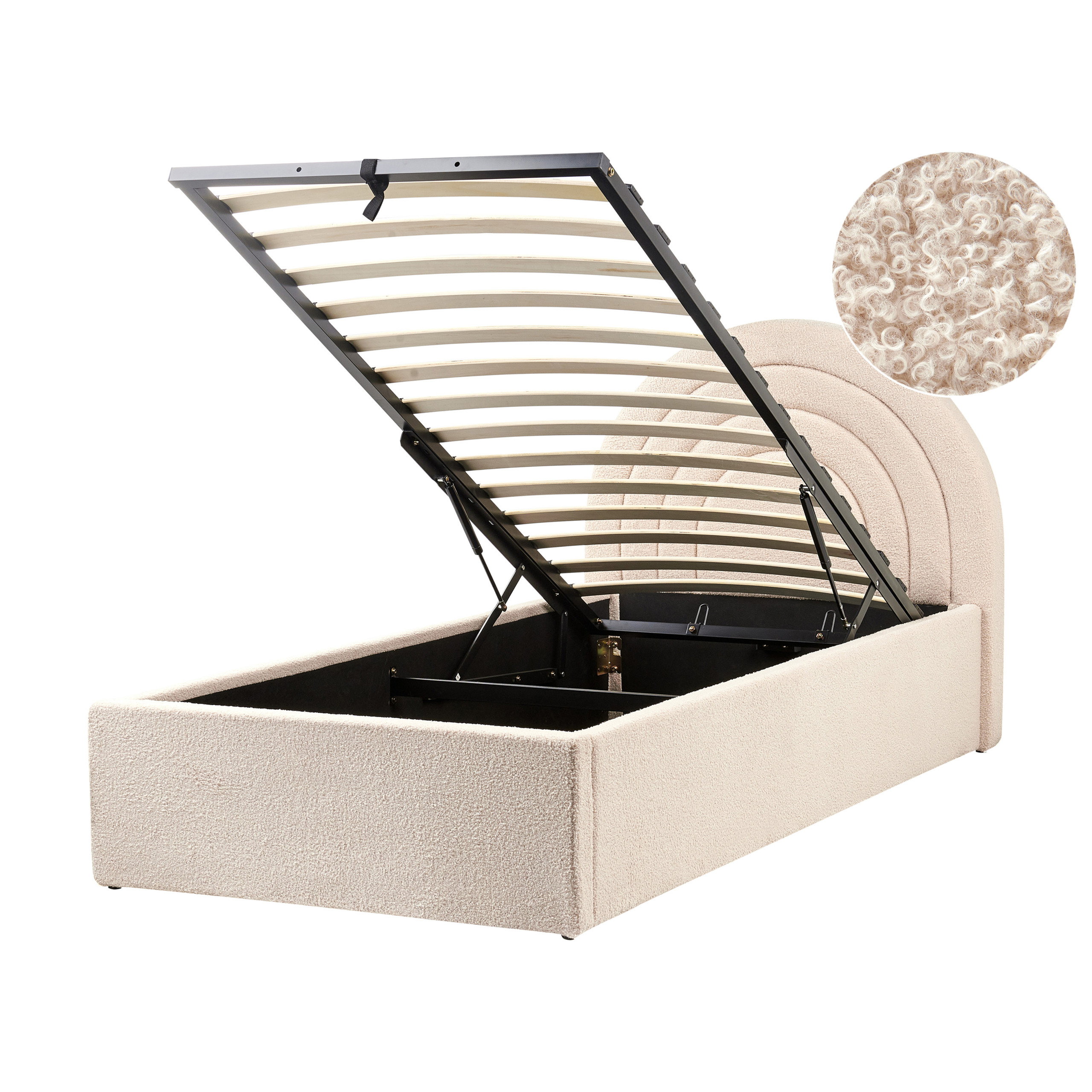 Sänky buklee säilytystila beige 90 x 200 cm ANET