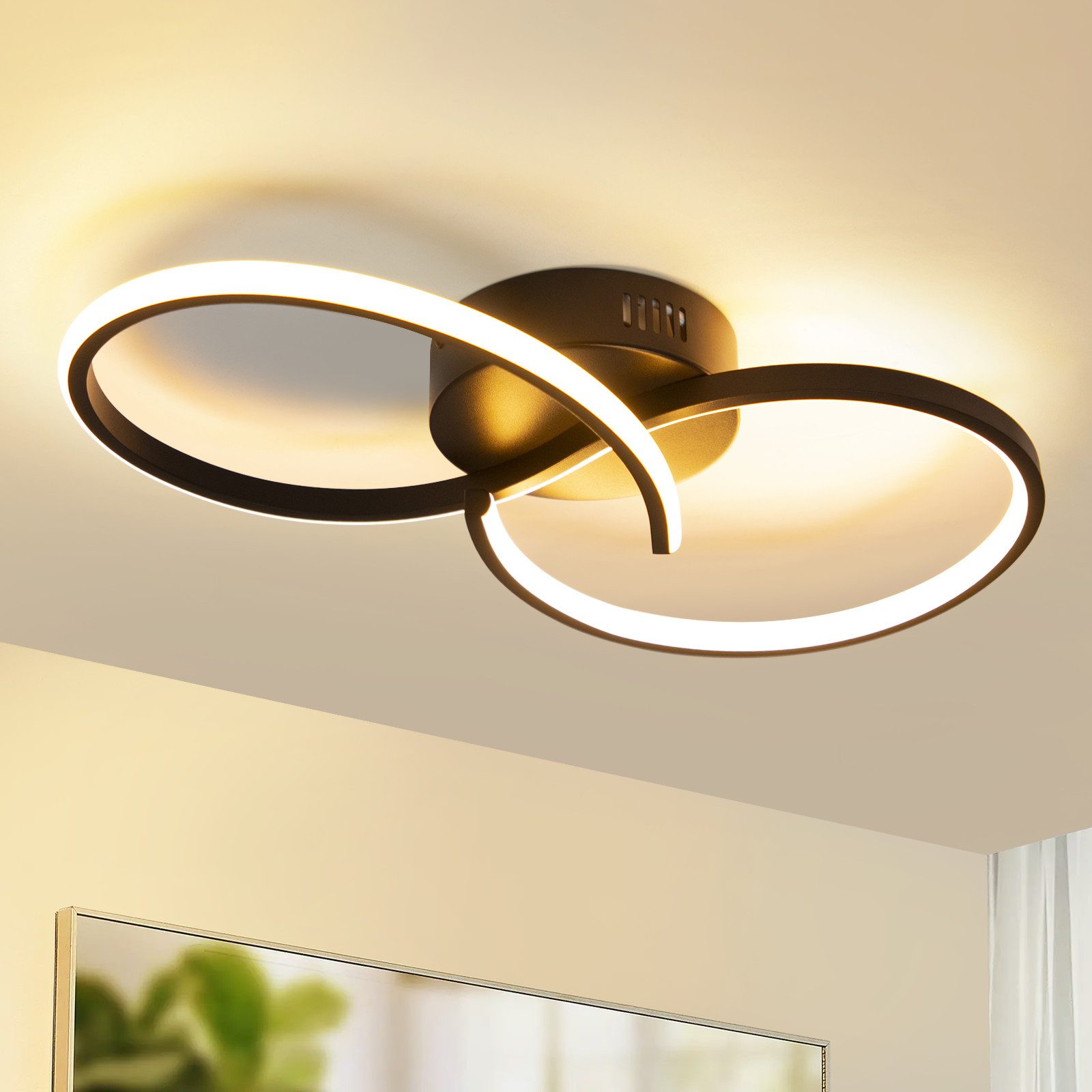 NETTLIFE moderni, LED - kattovalaisin, olohuoneeseen, musta, 12W, sisäkäyttöön, 3000K, lämmin Valkoinen, LED