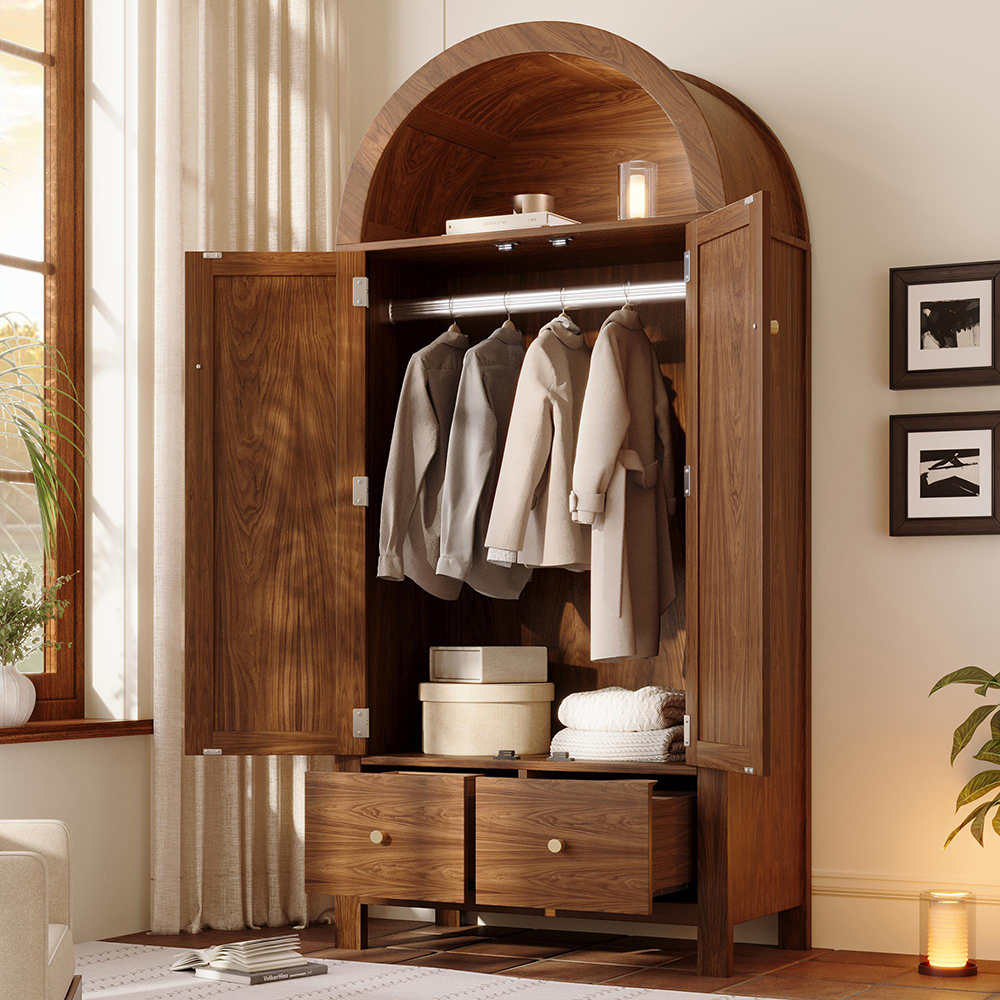 Rottinkipunoskaappi 181x78x45 cm, pähkinä