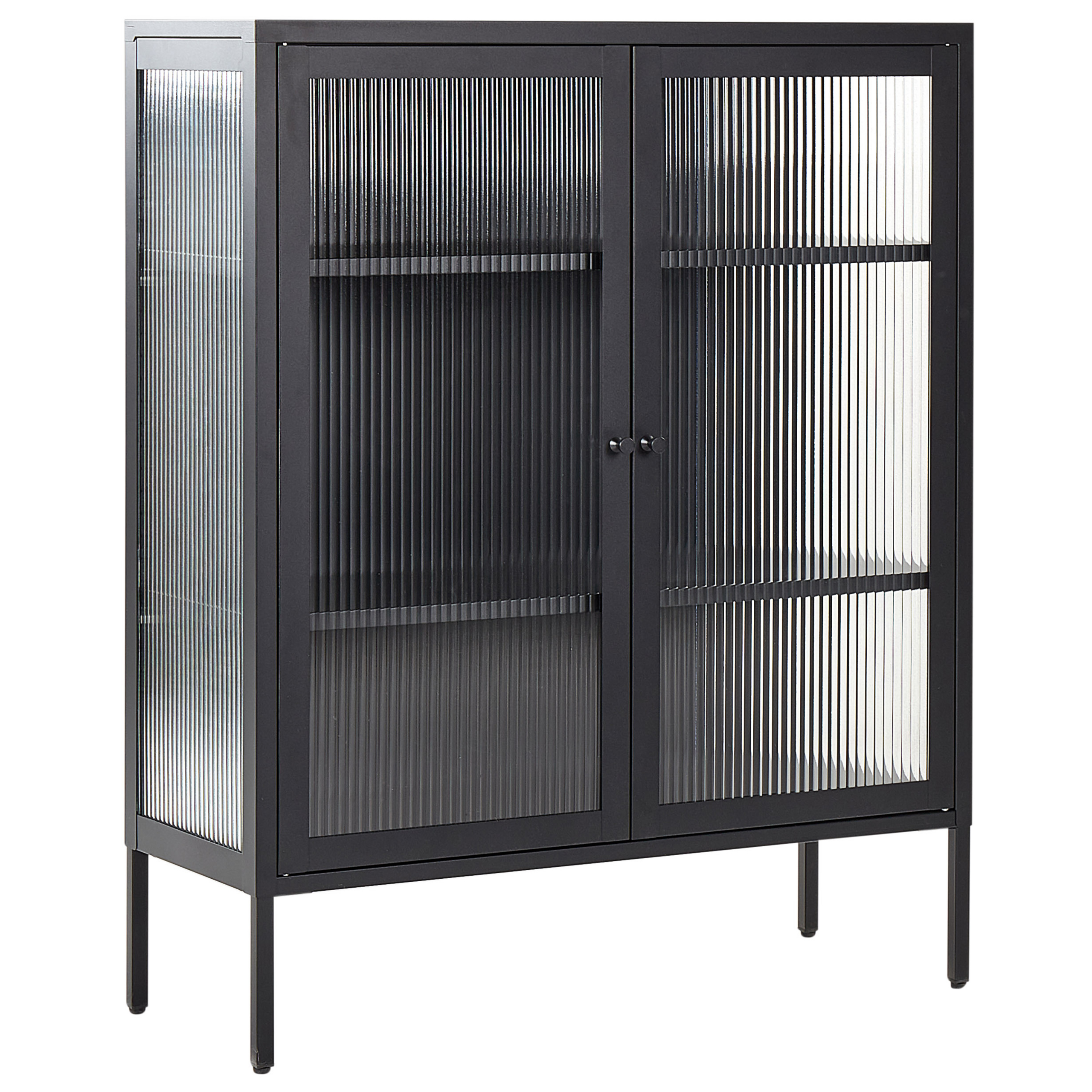 Lasivitriinikaappi LERRYN metalli 90 cm Musta