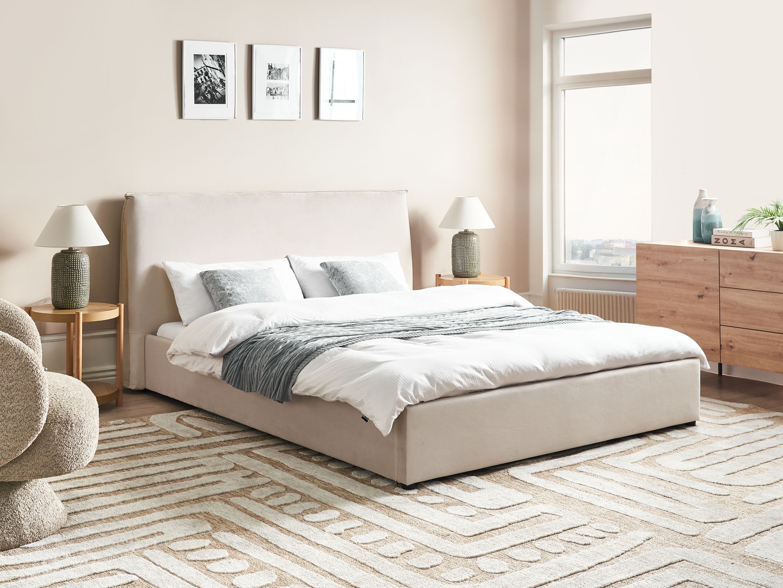 Vesisänky sametti LAVAUR 160 x 200 cm Luonnonvalkoinen