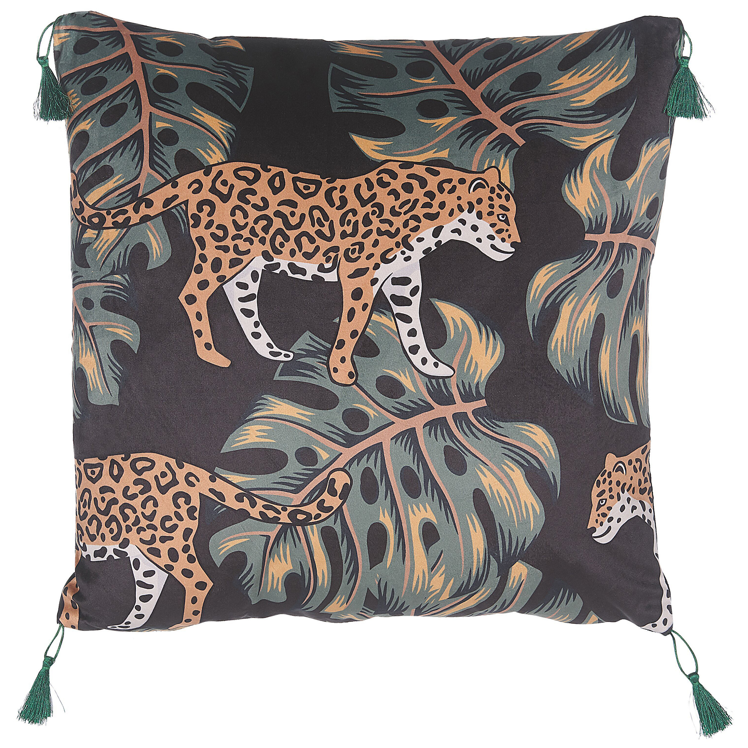 Koristetyynysetti 2 kpl KUHI 45 x 45 cm Sametti Musta Eläinkuvio