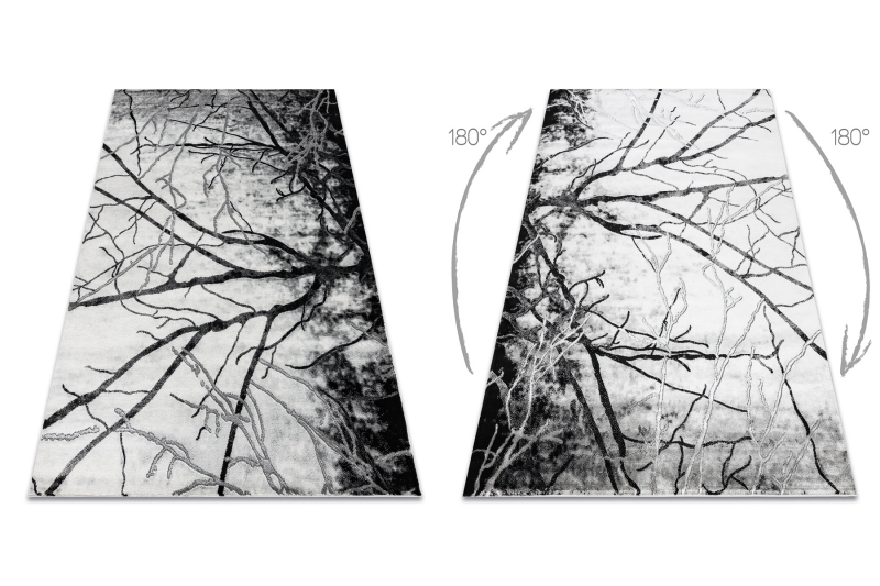 Matto EMERALD yksinomainen 3820 glamouria, tyylikäs puu hopea 140x190 cm