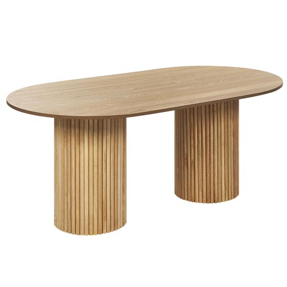 Ruokapöytä SHERIDAN Luonnollinen saarniviilu 180 cm 100 cm