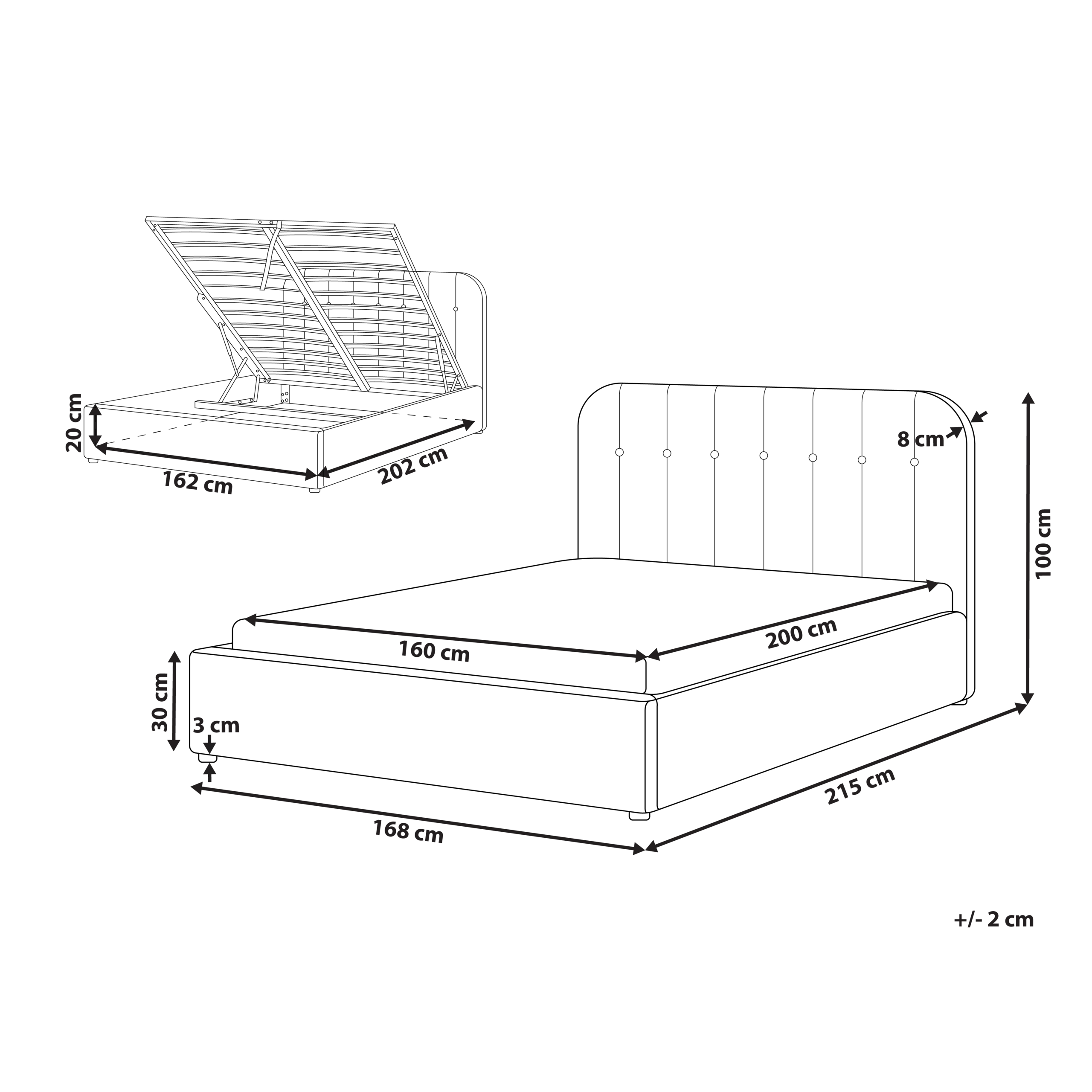 Sänky säilytystilalla kangas CHALLANS 160 x 200 cm Beige