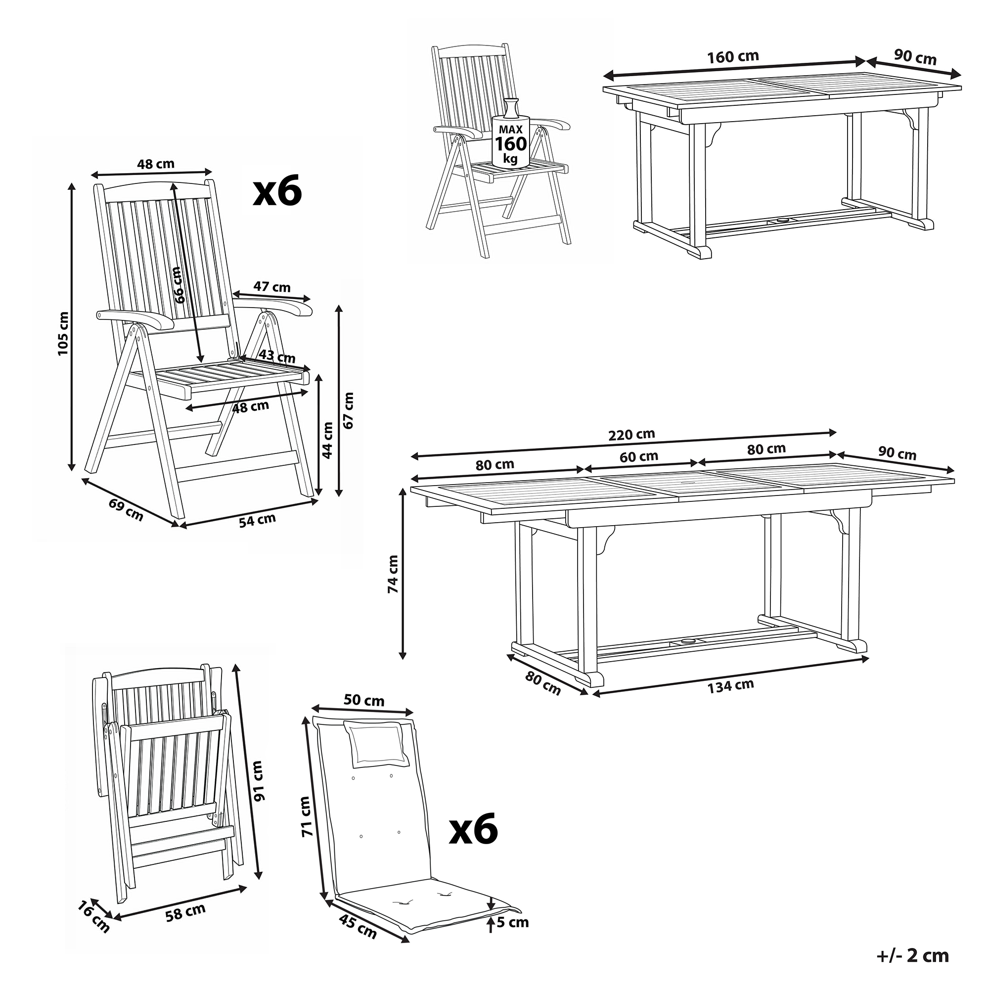 Ulkoruokailuryhmä 6-istuttava AMANTEA PREMIUM akaasia Ruskeanharmaa