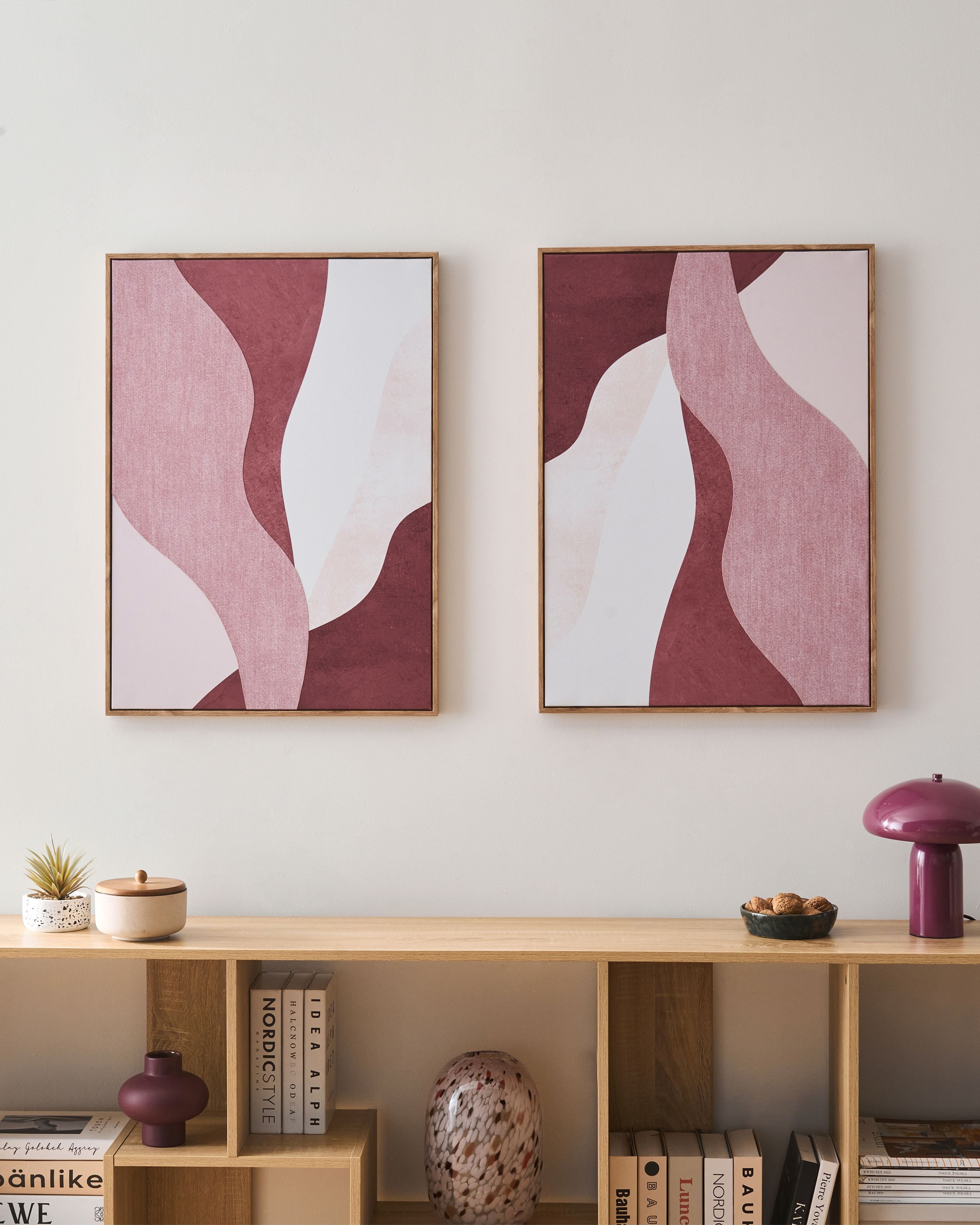 Canvas-taulusetti 2 kpl GOWRAN Abstrakti aihe Vaaleanpunainen