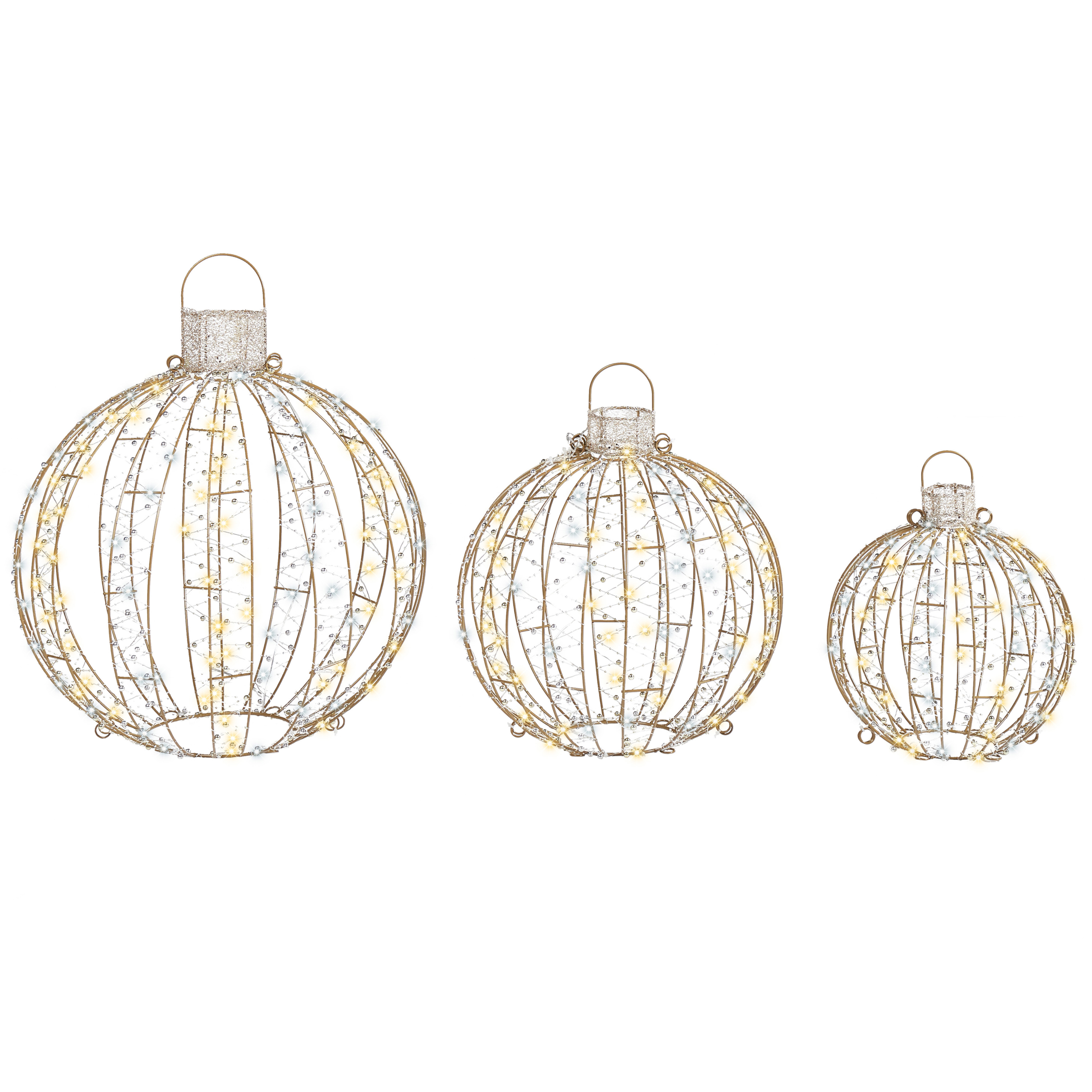 Ulkokoriste LED-valo GAROUR Joulupallo 65/50/40 cm Kulta