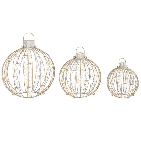 Ulkokoriste LED-valo GAROUR Joulupallo 65/50/40 cm Kulta